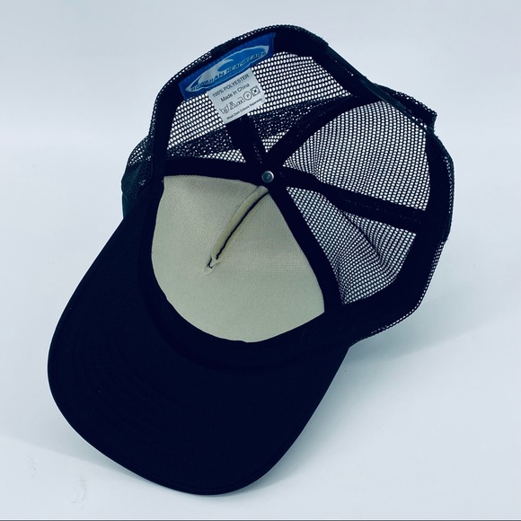 Hawaiian Headwear HANG LOOSE Hawaii Island Trucker Hat Black Yellow Mesh Snap - Picture 6 of 9